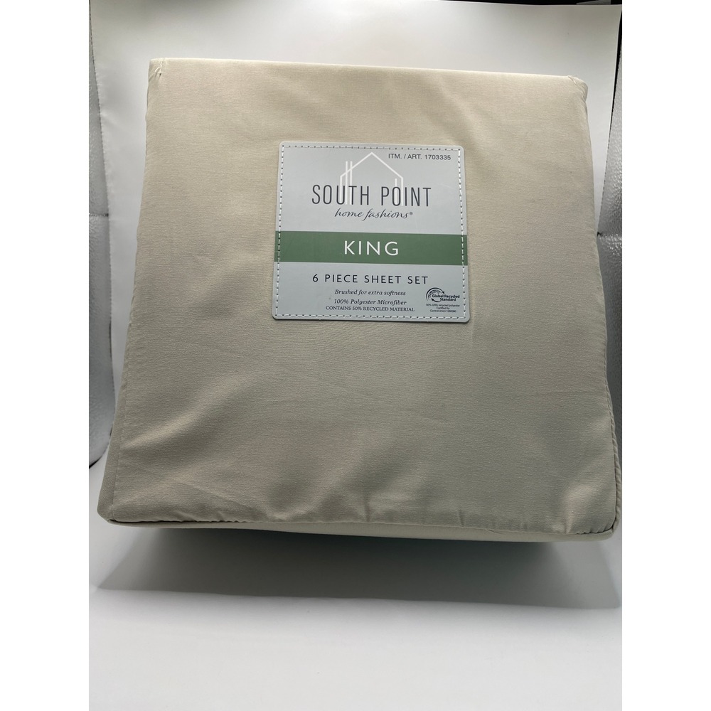 South Point Home Fashions 6 Piece Sheet Set King Tan NEW Brushed Microfiber